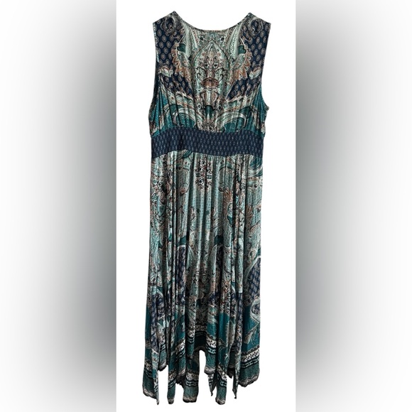 Bila Blue Paisley Fairycore Asymmetrical Cottage Sleeveless Summer Dress Size XL - Picture 6 of 9